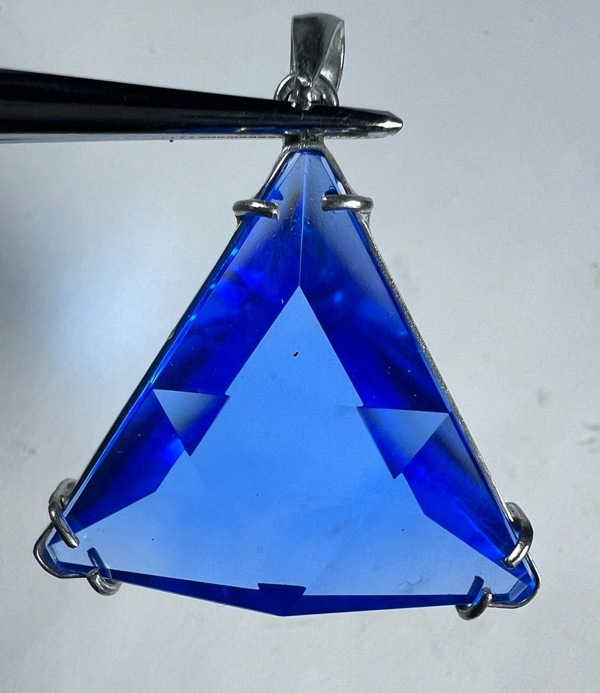 SIBERIAN TIBETAN BLUE QUARTZ STAR OF DAVID VOGEL PENDANT SET IN STERLING SILVER