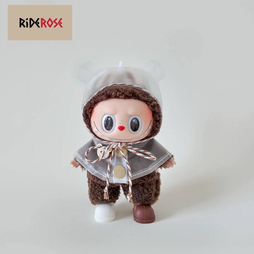 Handmade Labubu 1st-3rd Gen 17cm Raincoat and Shoes Set White Brown No Doll Included