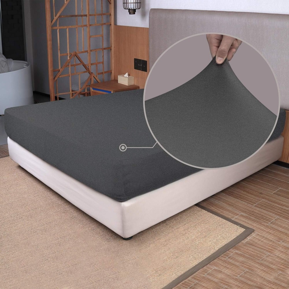 Twin Size Fitted Sheet Only - 4-Way Stretch Twin/Twin XL/RV Twin, Hemp Gray