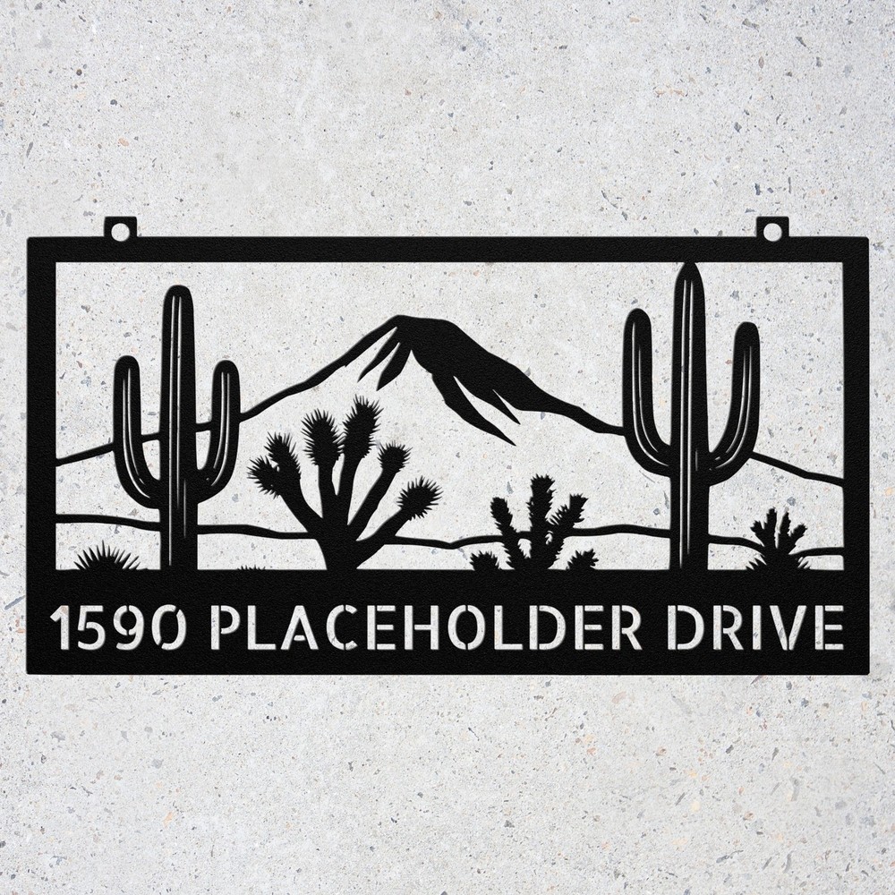 Personalized Desert Metal Sign Cactus Hills  Joshua Trees Custom Address Decor