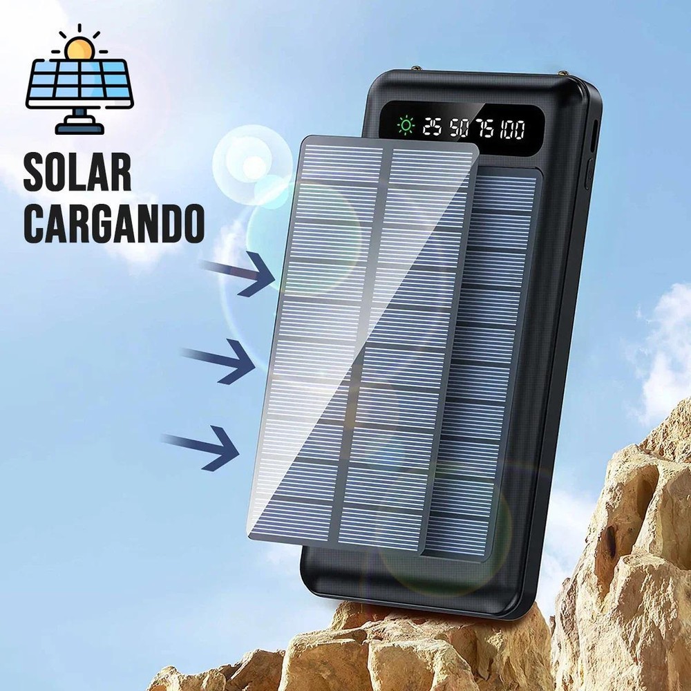 Solar Power Bank 10000mah Mobile Phone Plastic Medium Multicolor 2usb Flashlight
