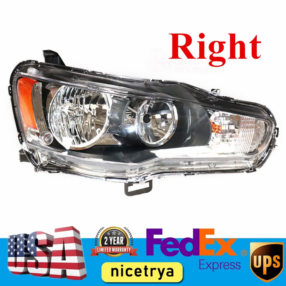 Headlight for 2008-2017 Mitsubishi Lancer Right Passenger Side Halogen Headlamp