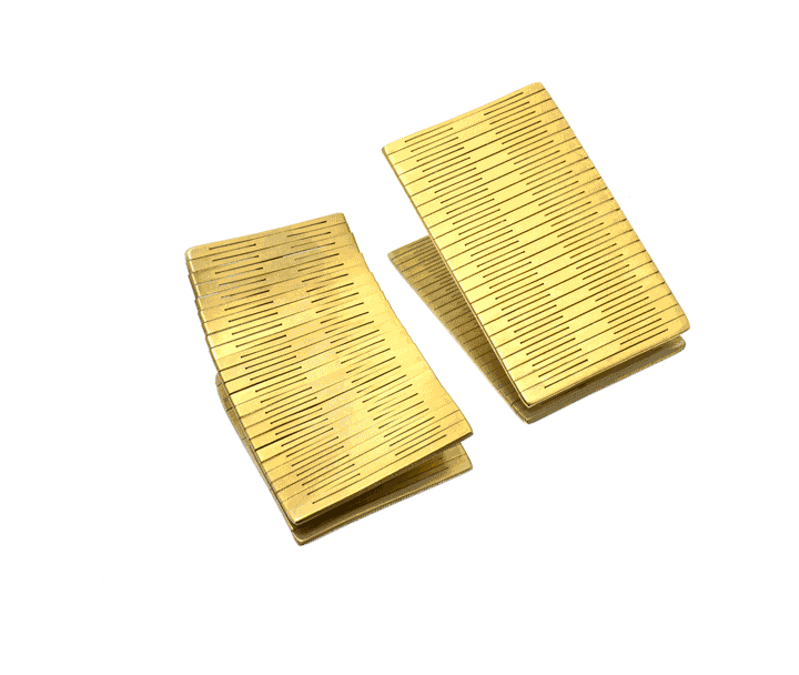 changeable Rectangle Earrings flat with patterns cut on the surface plated gold