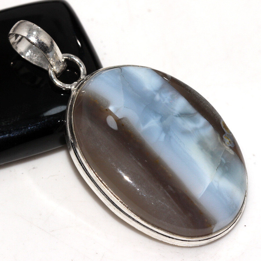 925 Silver Plated Owhyee Blue Opal Ethnic Pendant Handmade Jewelry Size 2