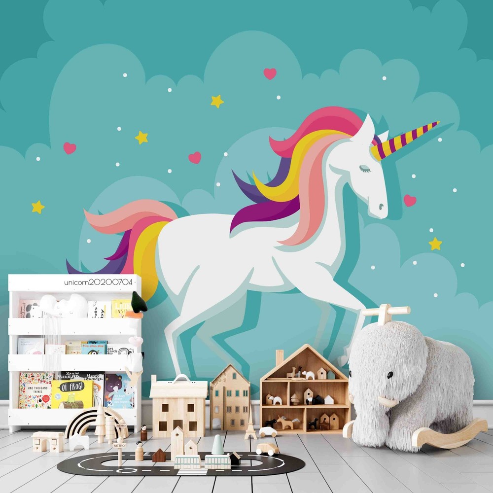 3D Unicorns Stars Illustration Wall Murals Wallpaper Murals Wall Sticker 9