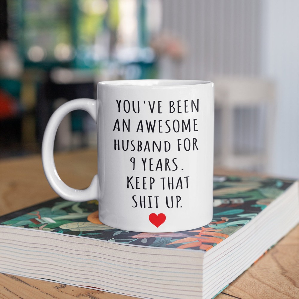 9th Anniversary Gift for Him - 9 Year Wedding Mug Idea