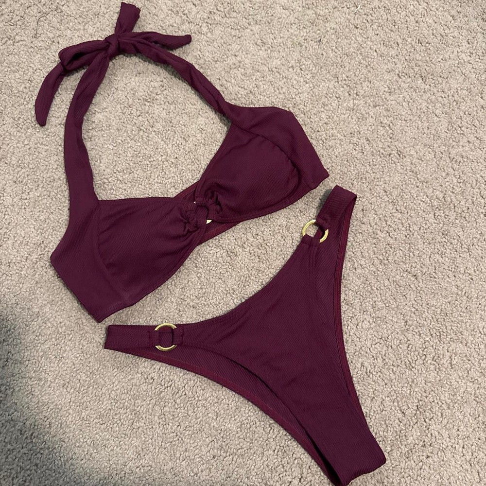 burgundy bikini set