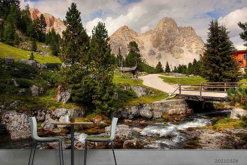 3D Mountain Forest Path Landscape Wall Murals Wallpaper Murals Wall Sticker