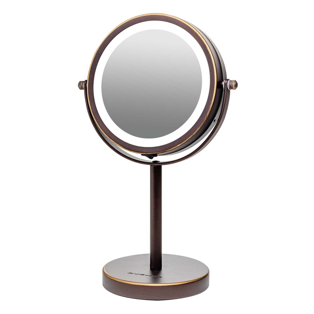 Ovente 6 Inch Lighted Vanity Mirror with 1X 7X Magnification and 360 Adjustable LED Lighting