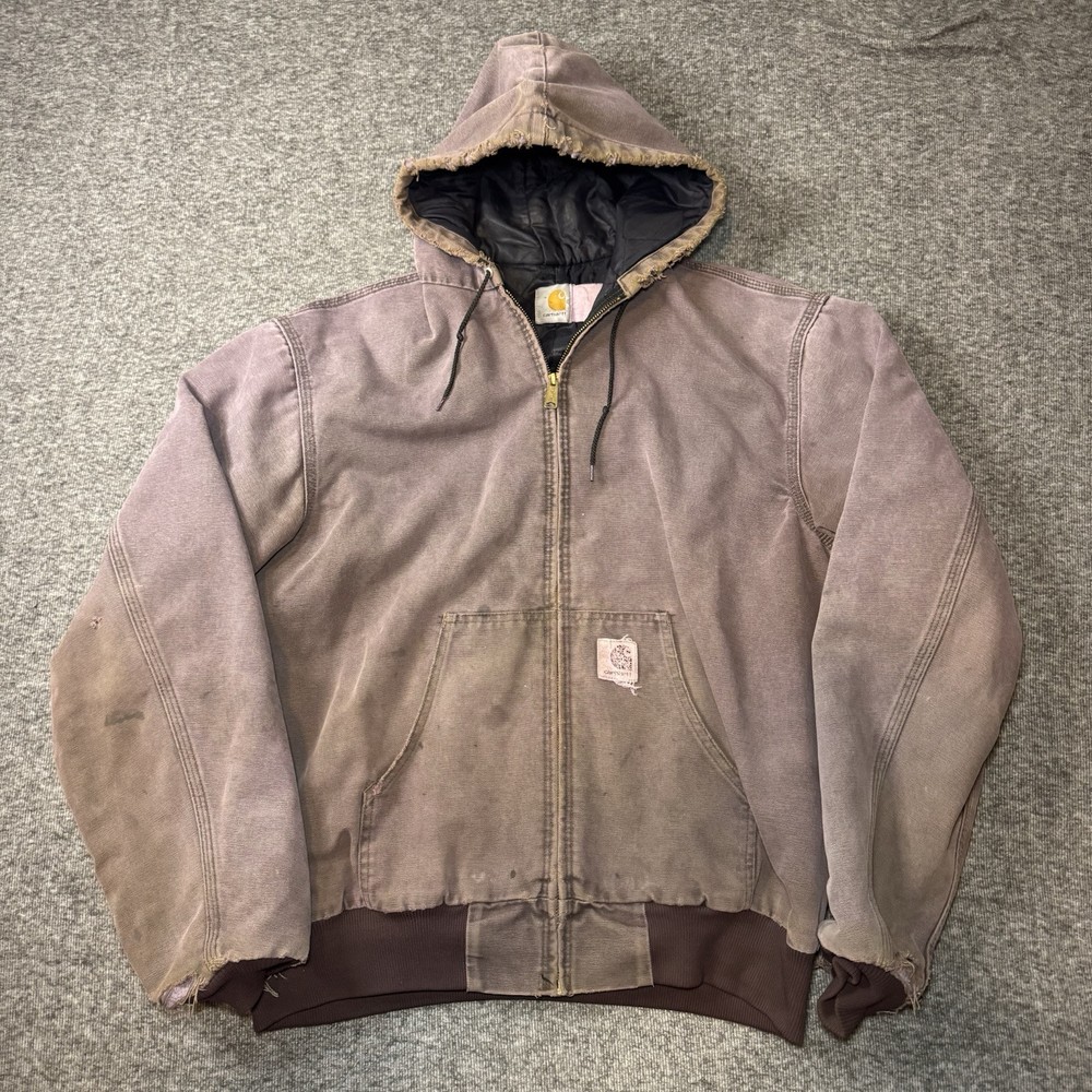 Vintage 90s Carhartt Purple Distressed Duck Canvas Full Zip Jacket Mens XL