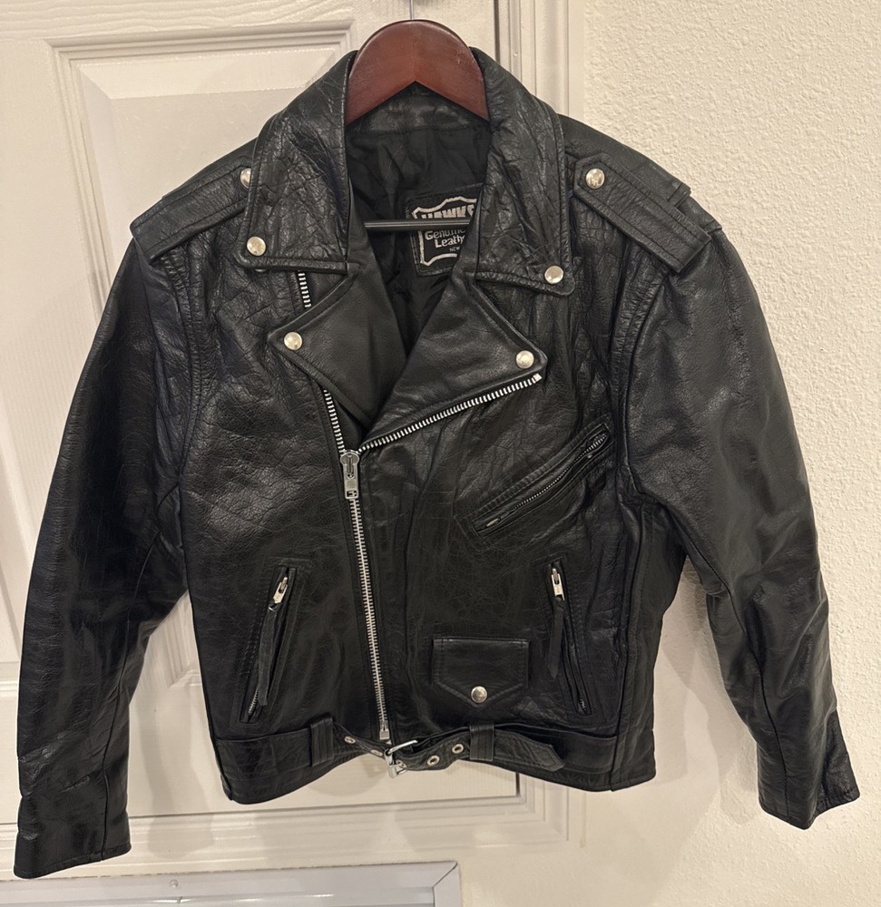 Vintage Hawks Genuine Leather Motorcycle Jacket – Black Biker Asymmetrical Zip