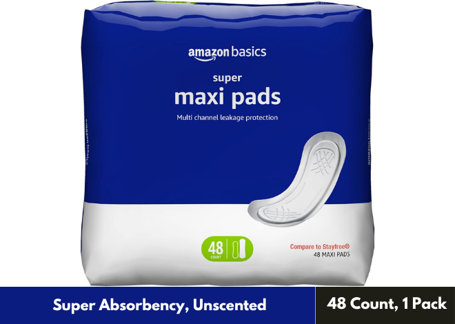 Amazon Basics Maxi Pads - 48 ct, Super Absorbency, Unscented