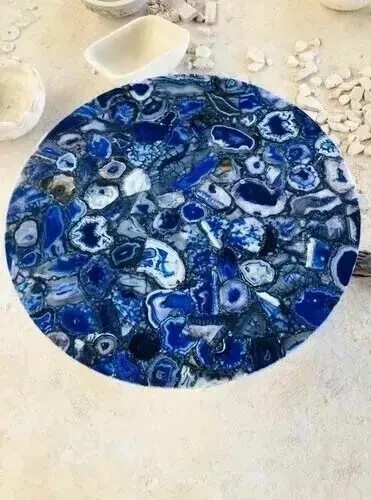 Blue Agate Coffee Table Top Agate Slab Console End Table Holiday Sale-image