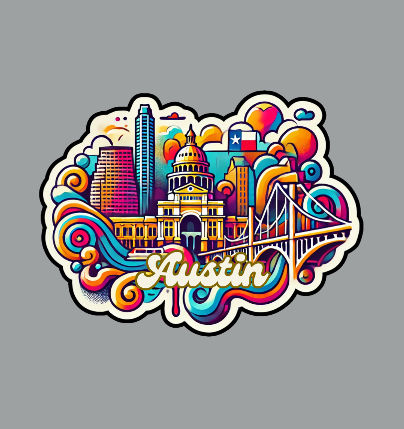 Austin TX Laptop Decal - Durable Vinyl Sticker for Tech