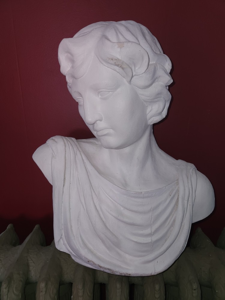 Vintage 70s Lifesize Greek Roman Empire Woman Statue Bust Plaster Art Sculpture