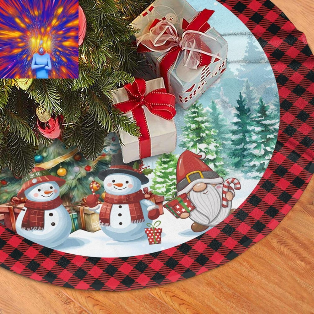 Snowman Gnomes Christmas Tree Skirt Merry Christmas Funny Tree Mat for Farmhouse