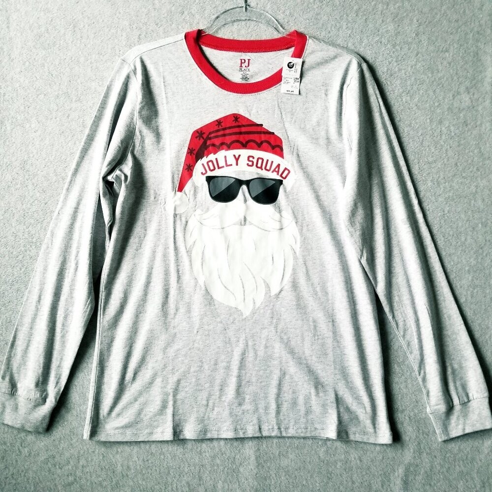 PJ Place Small Jolly Santa Clause Squad Adult Pajama Shirt Holiday Christmas