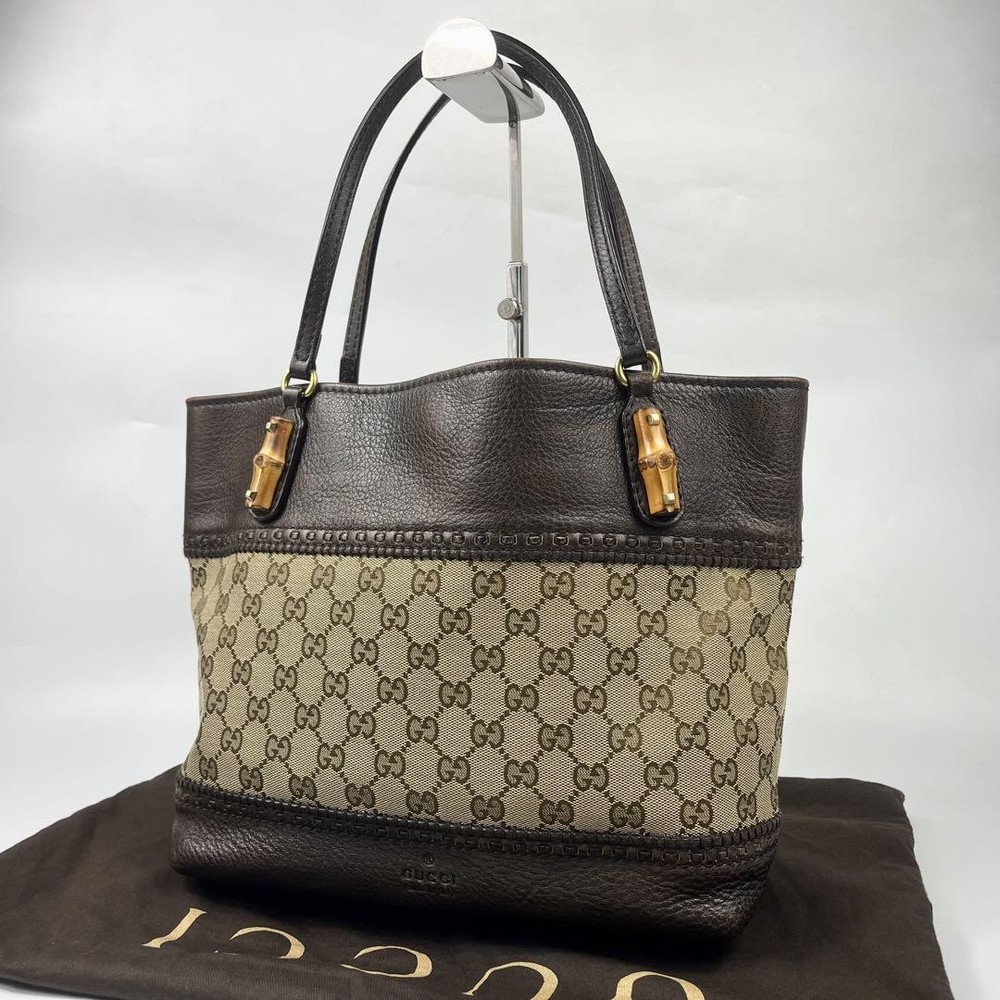 Luxury Gucci GG Bamboo Bag in Rich Brown Leather