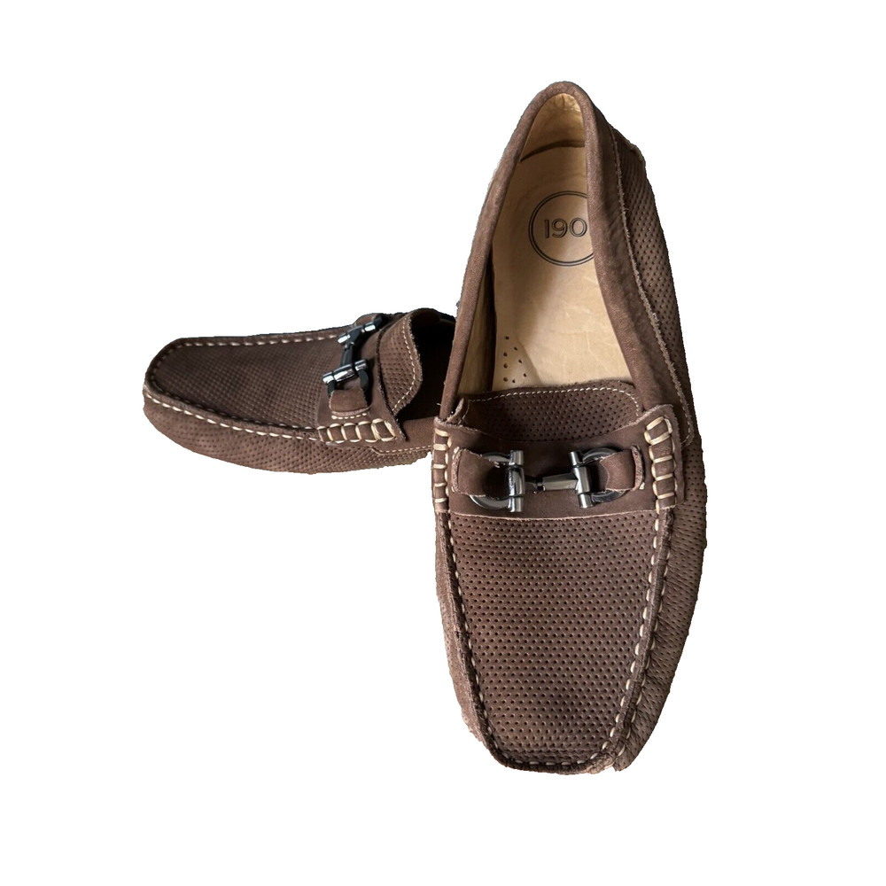 1901 Mens Brown Suede Driving Loafers Size 7.5M Comfort Horsebit Preppy Slip On