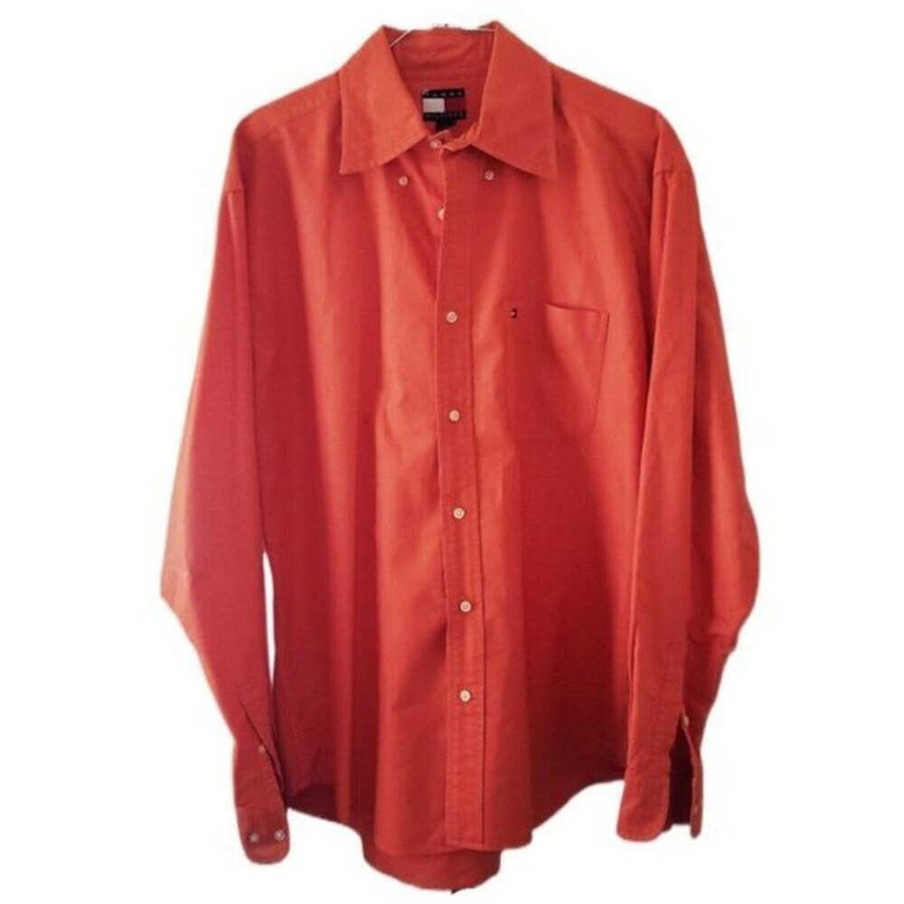 Tommy Hilfiger Men's Orange Long Sleeve Button Down Shirt
