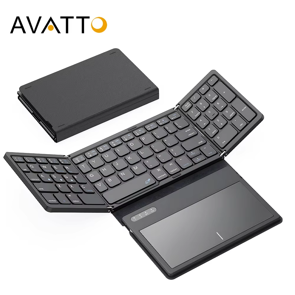 Portable Quadruple Folding Wireless Bluetooth Keyboard with Touchpad Android IOS