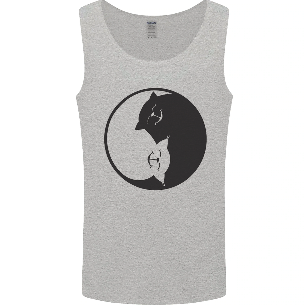 Yin Yang Cat Lover Funny Kitten Pet Mens Vest Tank Top