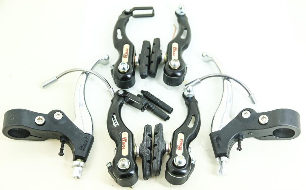 Black Power V Linear Pull Brakeset with Levers for MTB Hybrid Bikes F R New