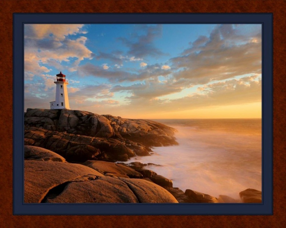 Lighthouse Silent Sentinel Scenic Quilt Top Wall Hanging Fabric Panel  