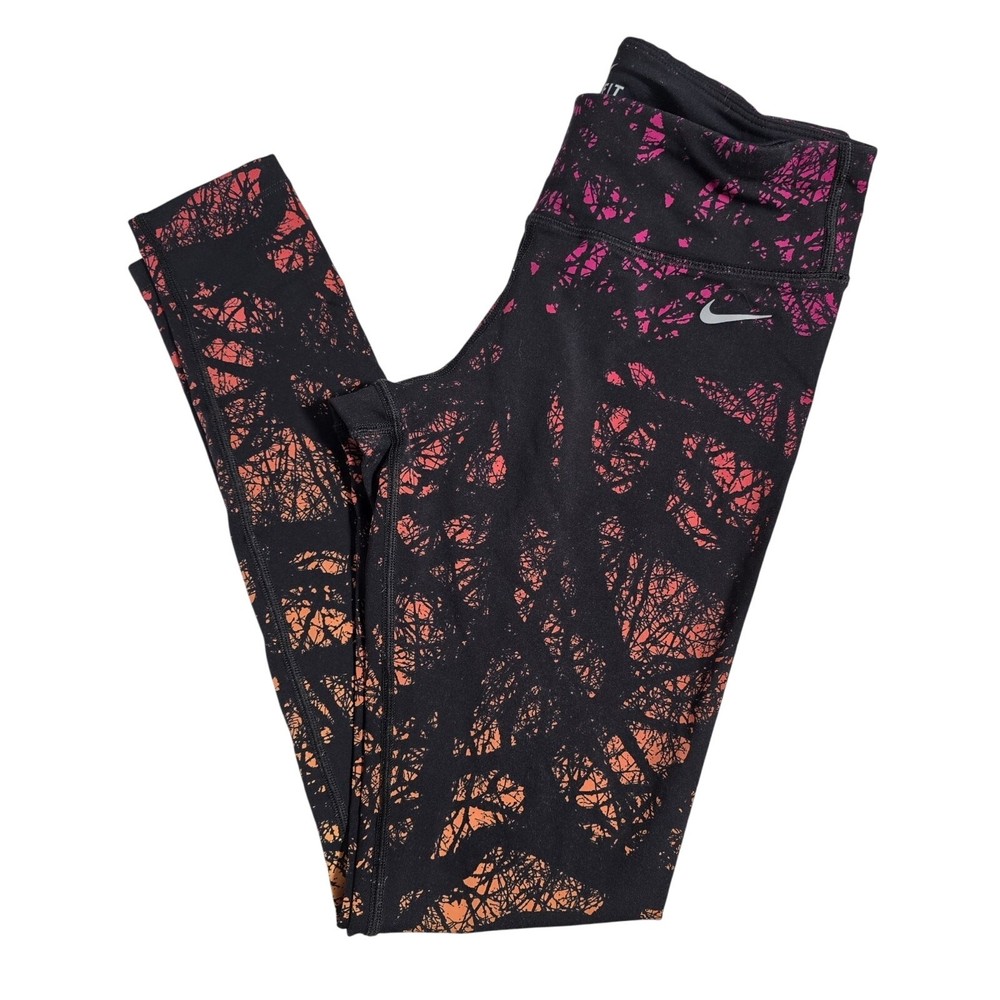 Nike Dri-FIT High-Rise Running Leggings Sunset Tree Print Size Small