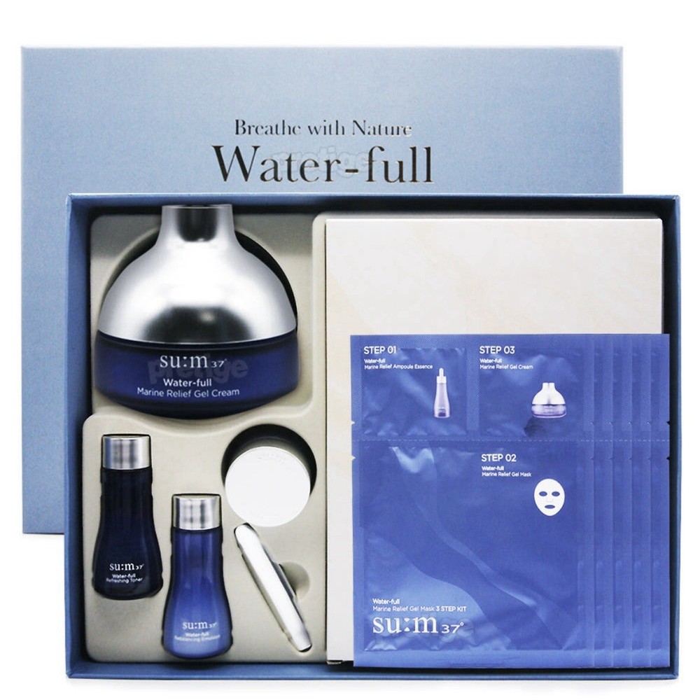 SU:M37 Water-full Marine Relief Gel Cream 120ml Mask Pack 5sheets Skin Care Set