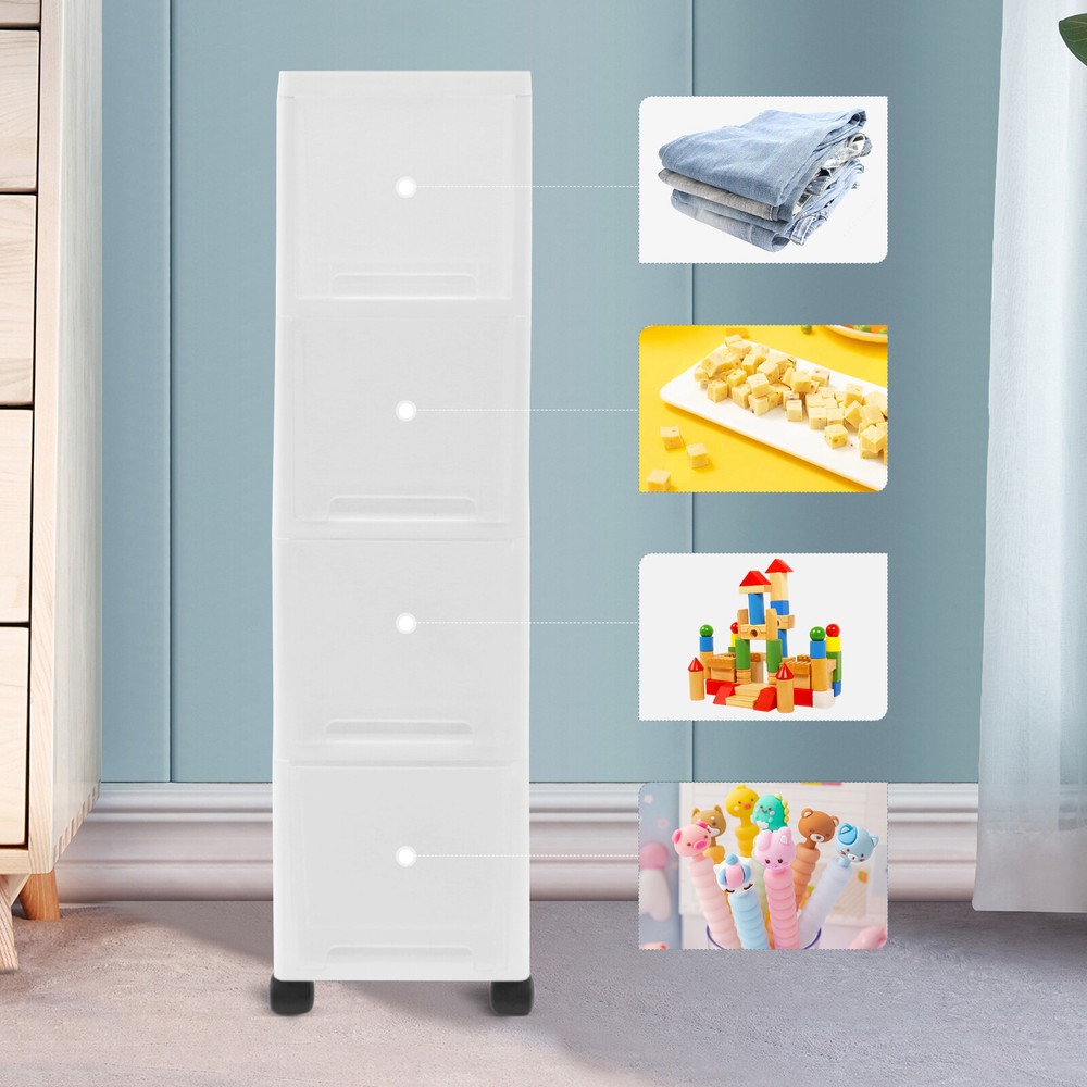 4-Drawer Rolling Storage Cart with Wheels Mobile Plastic Organizer