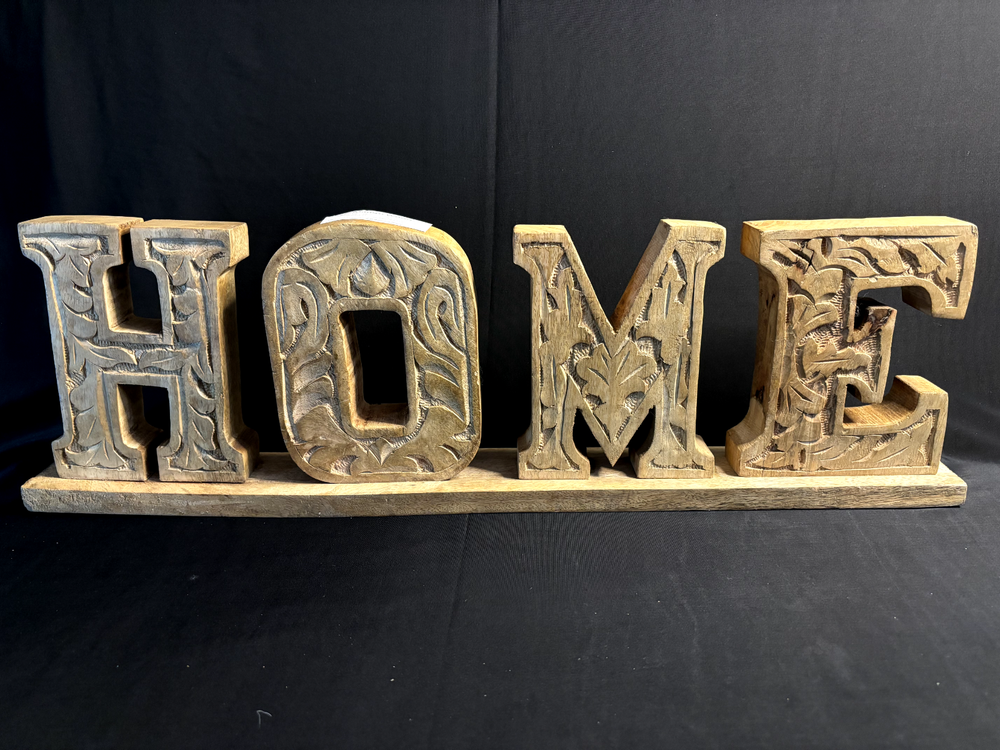 Home Carved Mango Wood Table Sign