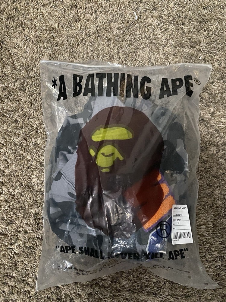 Grey/Black Bape Camo Hoodie Full Zip Size