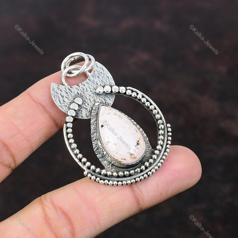 Mothers day Sale Sterling Silver Pear Pink Opal Gemstone Wedding Pendant Jewelry-image