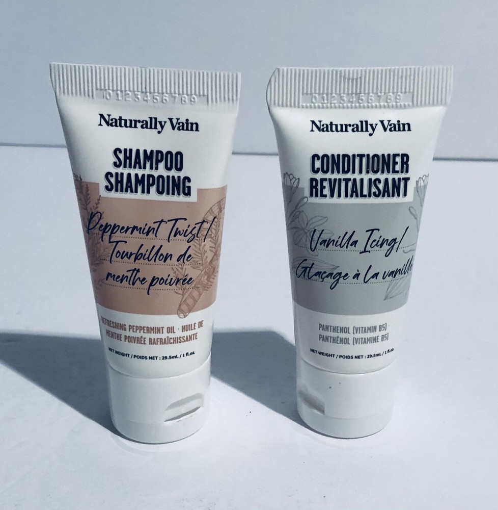 Naturally Vain Hair Shampoo and Conditioner Travel Set 1 fl oz Each