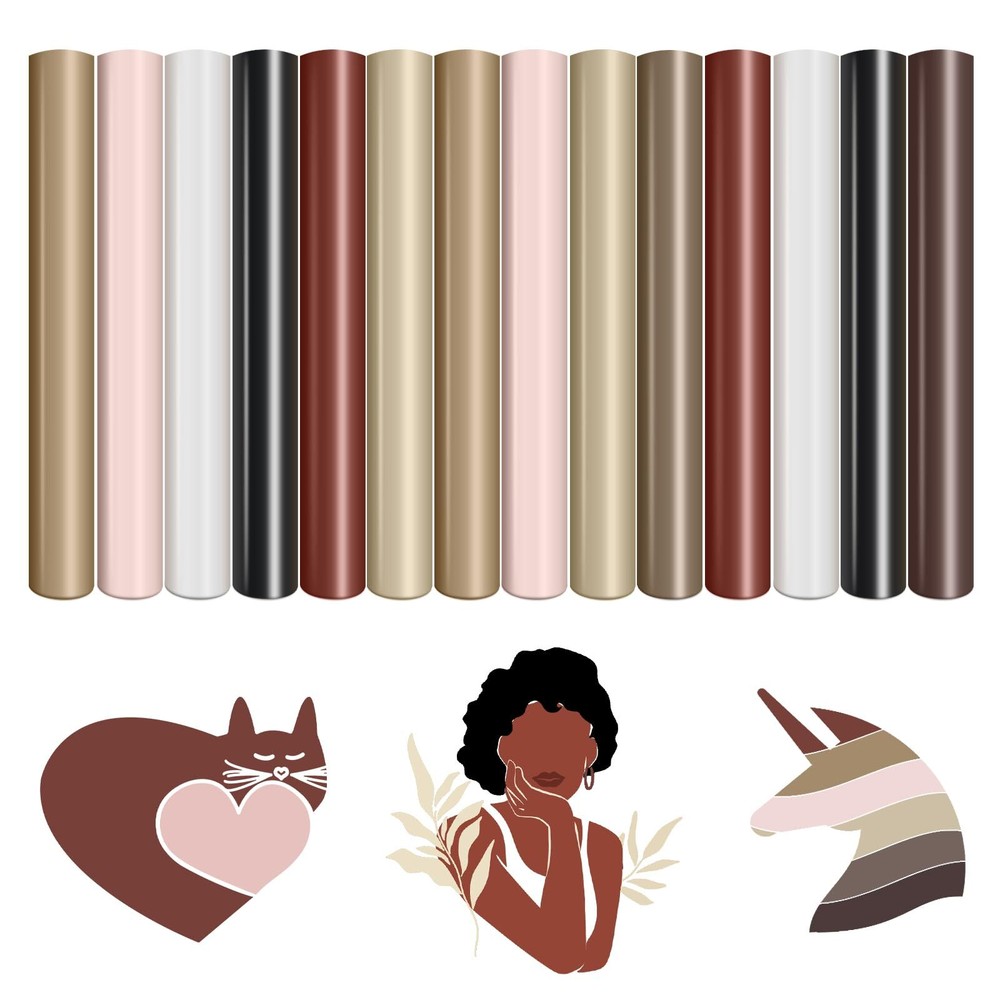 GOVAS Skin Tone HTV Heat Transfer Vinyl Bundle for Shirts - 14 Sheets 12