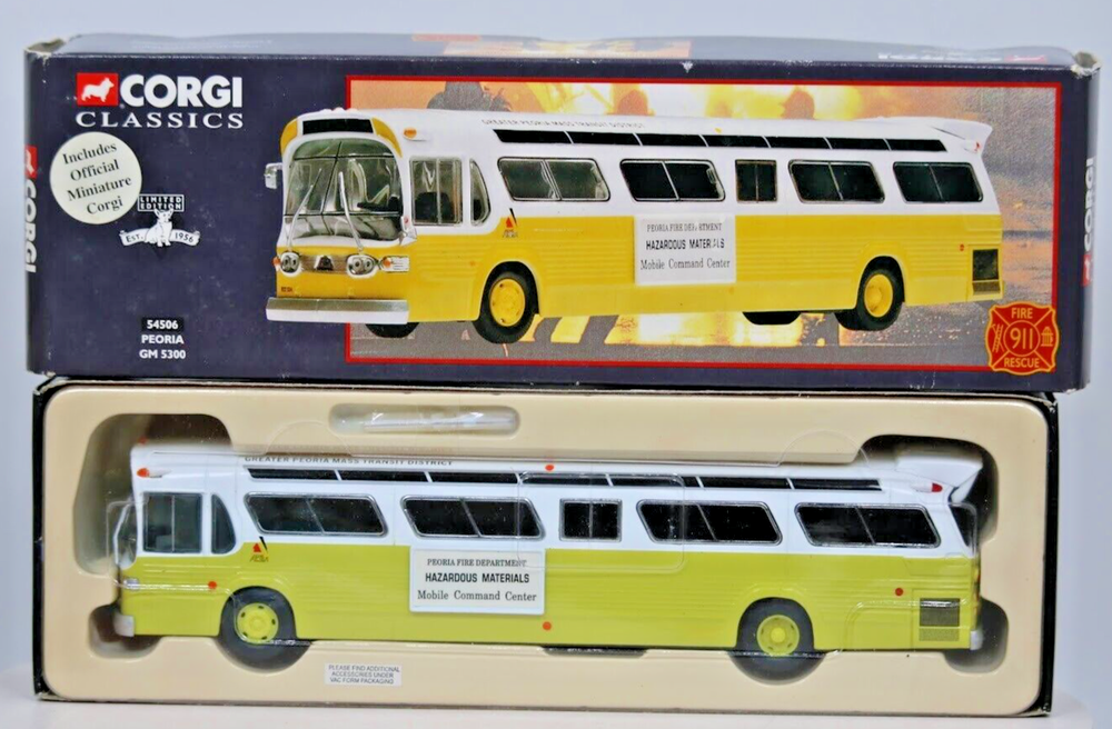 Corgi classics 54506 PEORIA Fire Dept. Bus GMS 300 Ltd Edition No. 0003 NEW