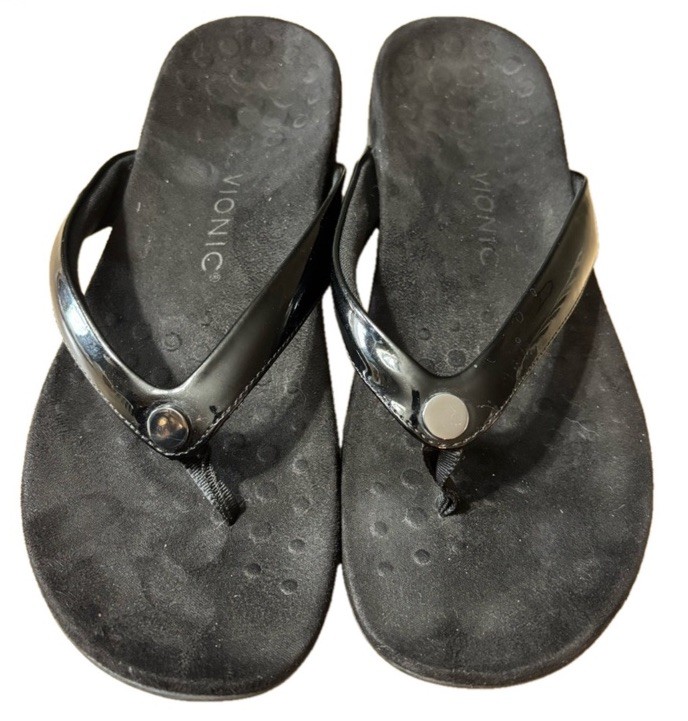 Vionic Davina Womens Black Orthopedic Flip Flops Size 9.5