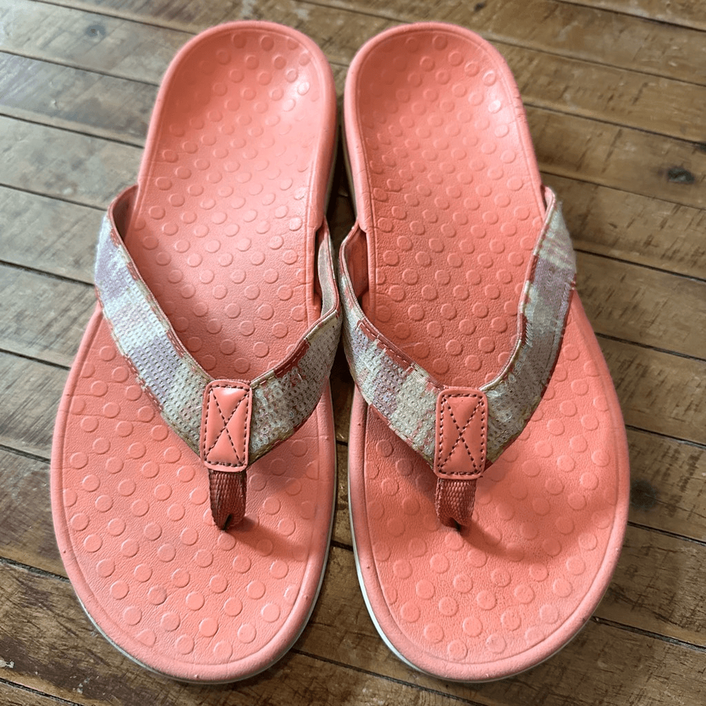 Vionic pink sequin strappy ortho comfortable size 9.5 sandals