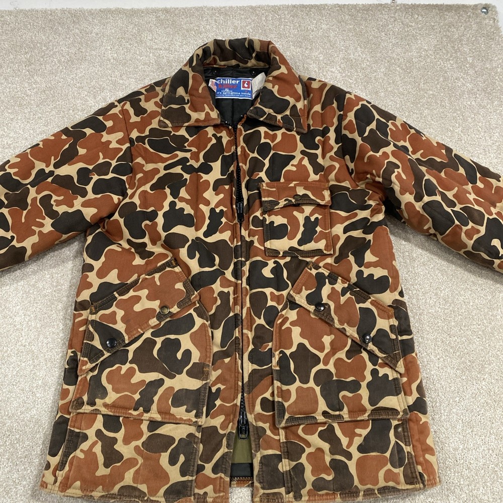 Vintage SAFTBAK USA Duck Camo Hunting Jacket Rare Mens Size M Faded Distressed
