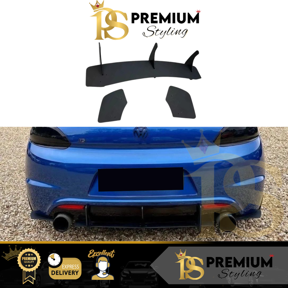 VW Scirocco R MK3 Rear Bumper Finned Diffuser Valance lip 2008-2014