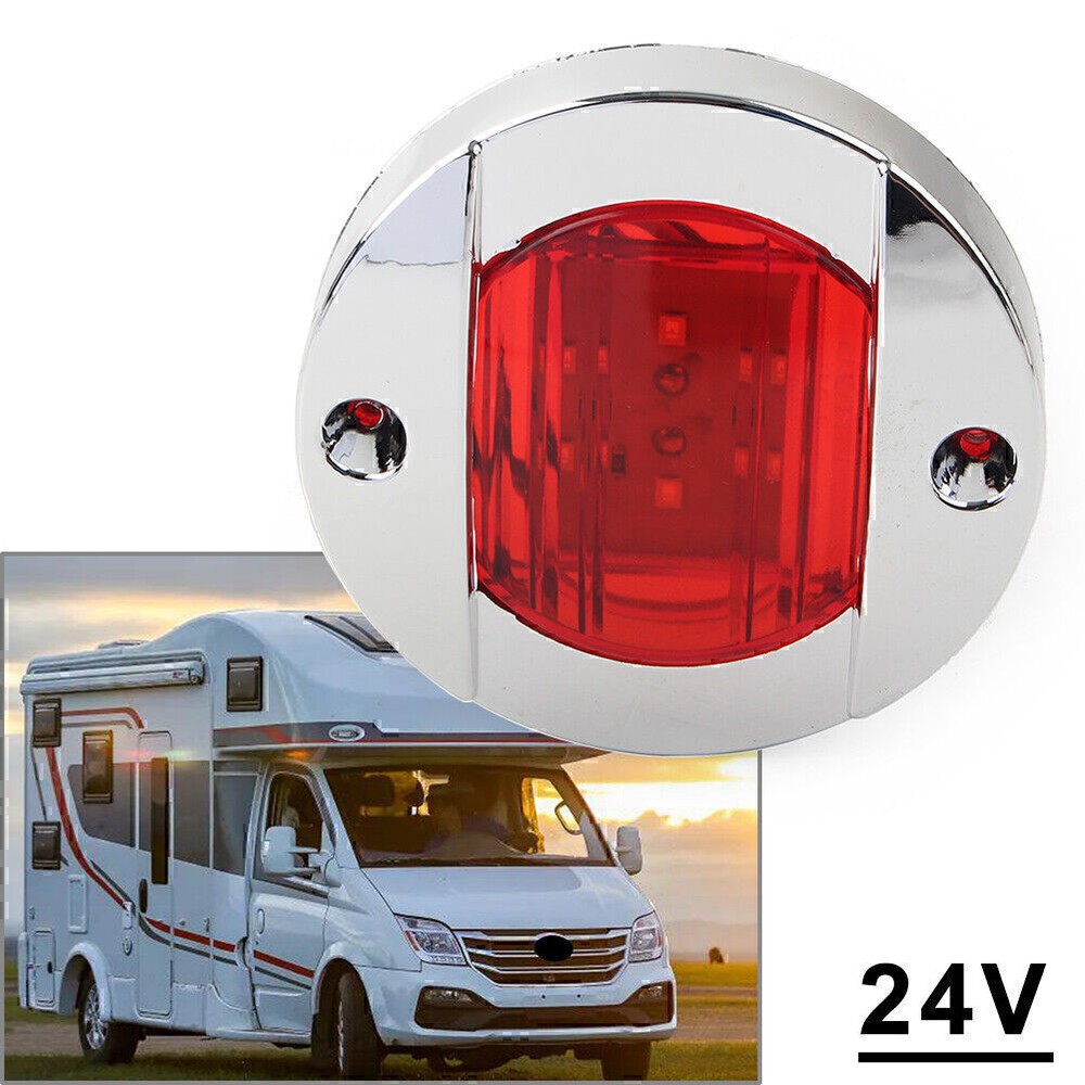 ABS  Red Round 24V LED Side Marker Trailer Lights For Truck Trailer RV Boat US