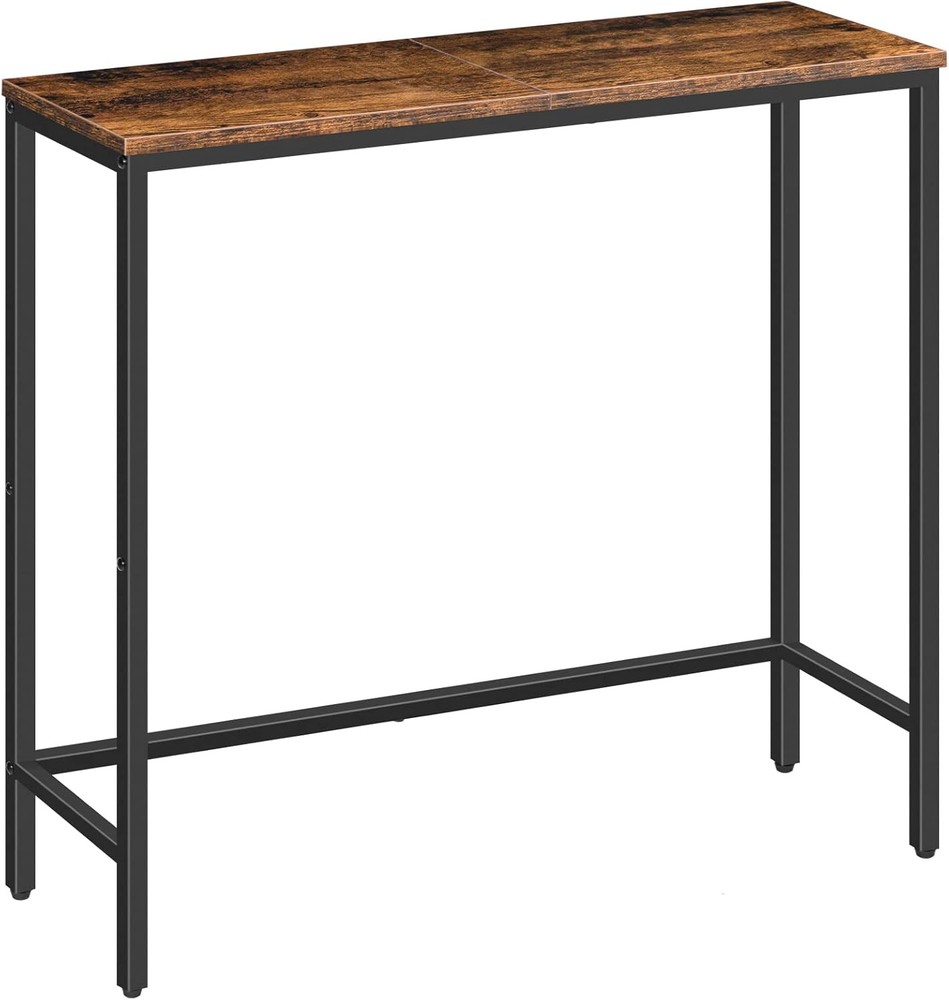 HOOBRO 29.5 Inch Narrow Rustic Brown and Black Entryway Console Table