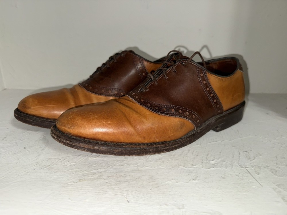 Allen Edmonds Shelton Shoes Mens Size 9 B Brown Saddle Oxford Derby Dress 2811