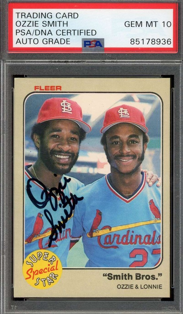 Ozzie Smith 1983 Fleer PSA 10 GEM MT Signed Smith Bros Autograph DNA Certified