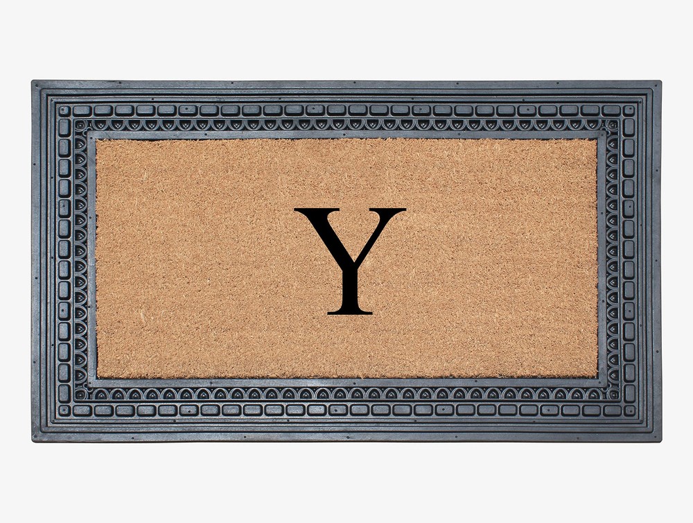 A1HC Natural Rubber & Coir 23x38 Monogrammed Anti-Slip Front Door Doormat