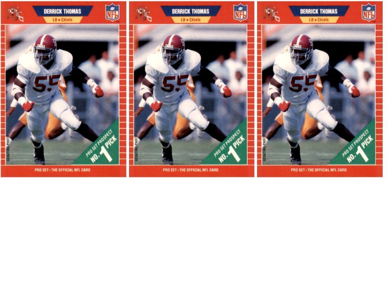 (3) 1989 Pro Set #498 Derrick Thomas RC Kansas City Chiefs Card Lot