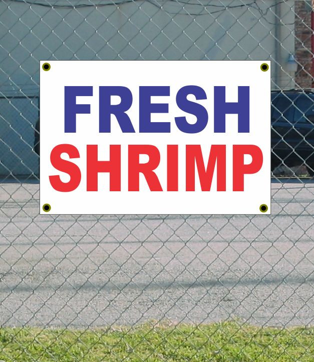 2x3 Red, White & Blue Fresh Shrimp Banner Sign – New Discounted Size & Price – Perfect for Seafood Markets & Restaurants!