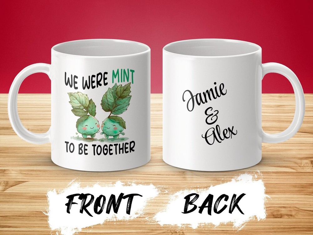 Personalized Valentine's Day Mug With Custom Names Cute Mint Couple Mug Love Pun