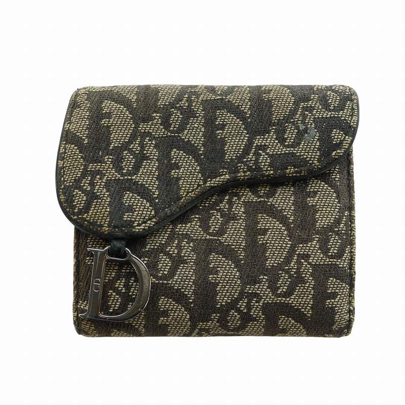 Christian Dior Saddle Trotter Brown Bifold Leather Wallet Gy18
